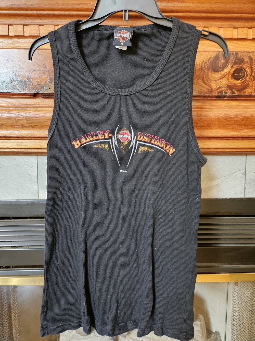 Harley-Davidson Black Tank with Red and Gold. Ribbed. 100% Cotton Womens XL.